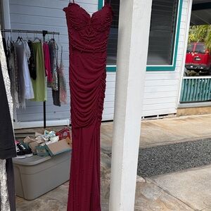 Elegant Burgundy Evening Gown